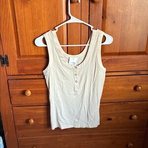Evereve Cream Button-Front Tank Top